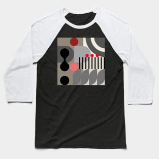 Modern Abstract Geometric Bauhaus Doodle Red Black Grey Style Baseball T-Shirt